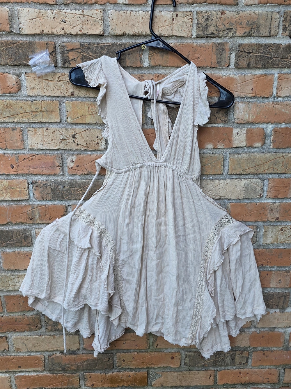 Free People Cream Ruffled Mini Dress - Picture 3 of 14